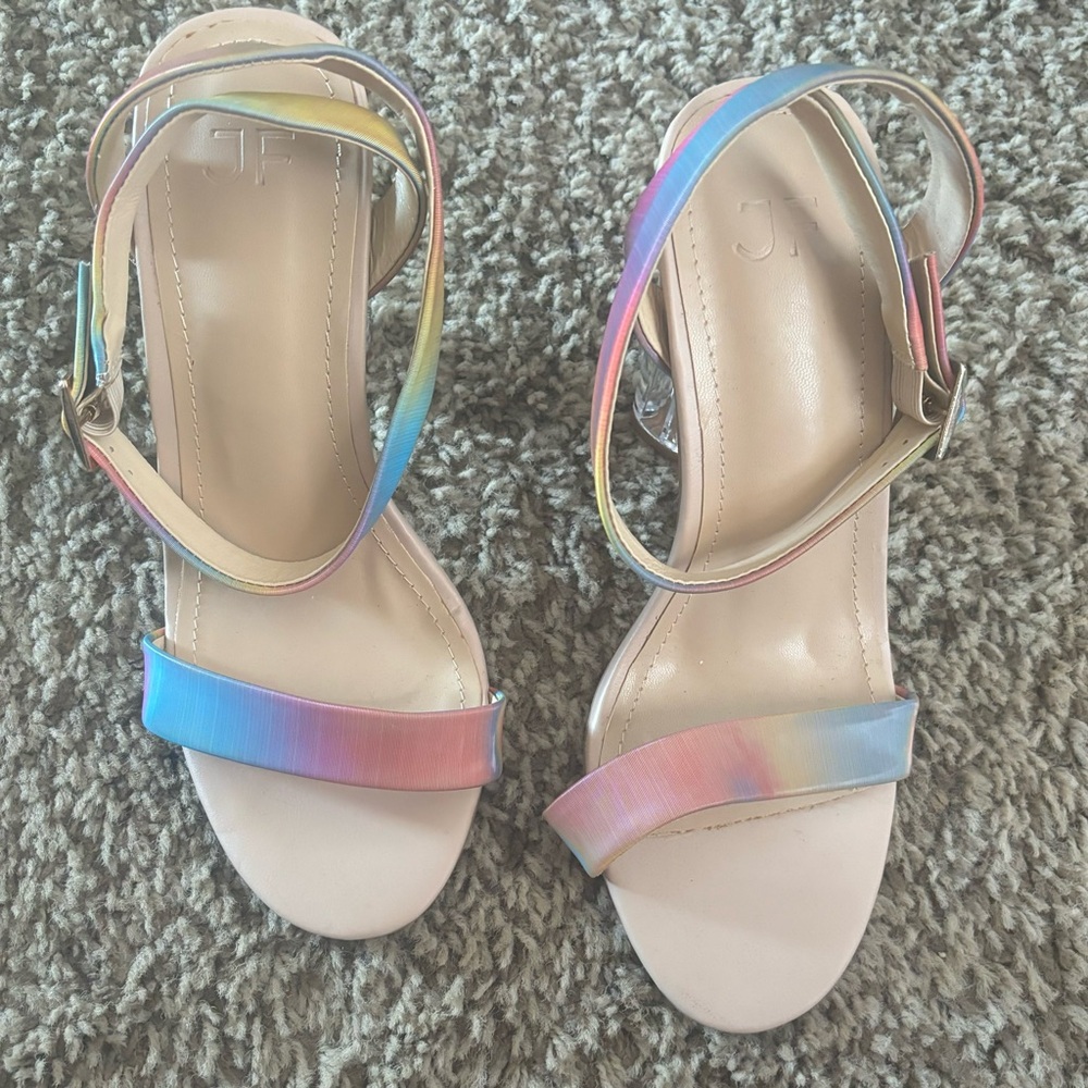 Just fab iridescent heels. Size 8